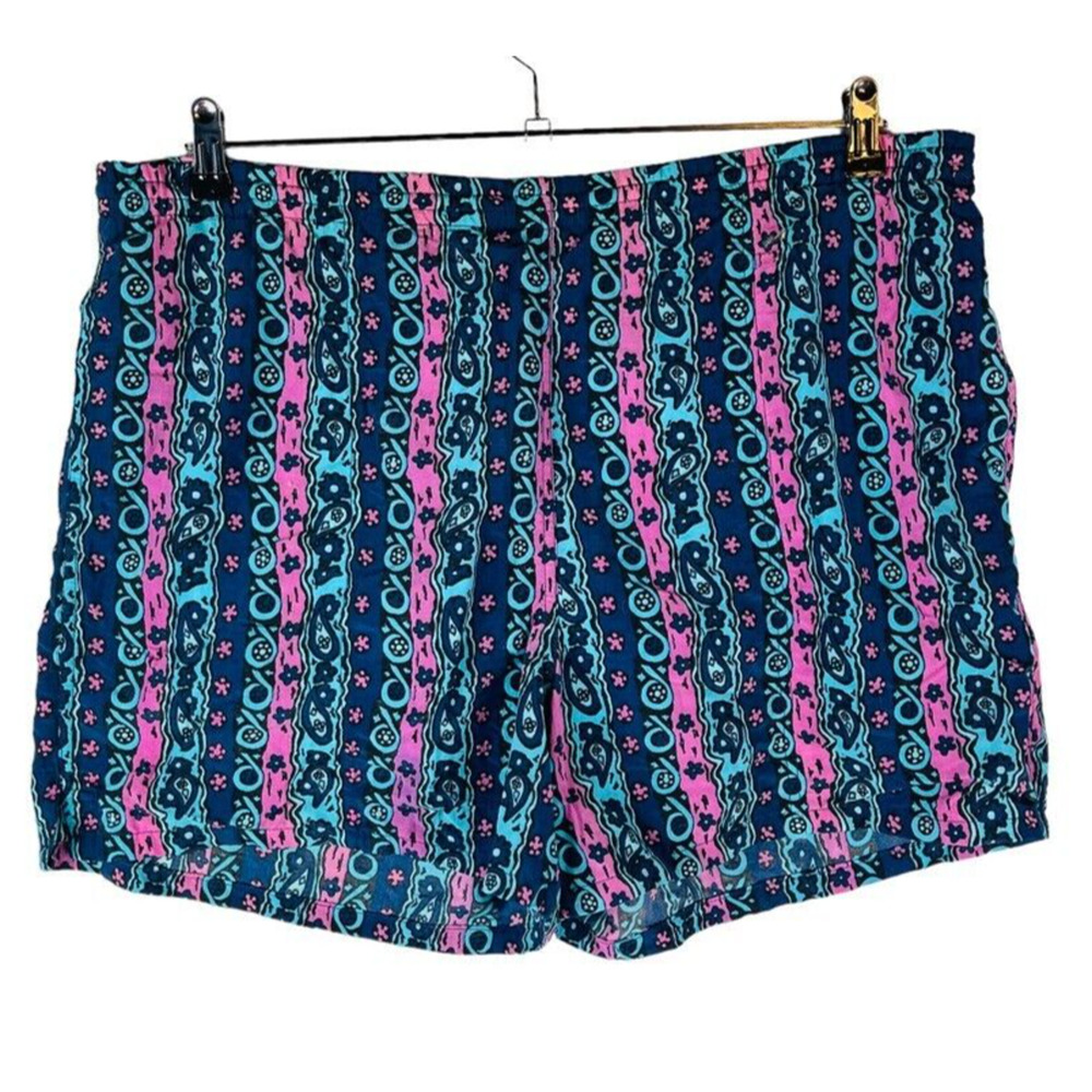 Winners Men Sz Large Vintage Swim‎ Trunks Lined Pockets Blue Abstract